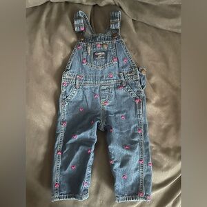 OshKosh B'gosh Denim Overalls with Pink Hearts